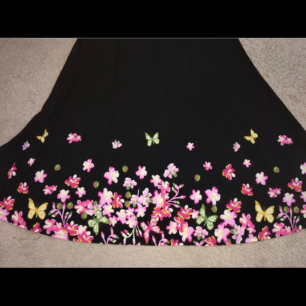 NWT Lularoe M Dipped Maxi Black Floral butterflies